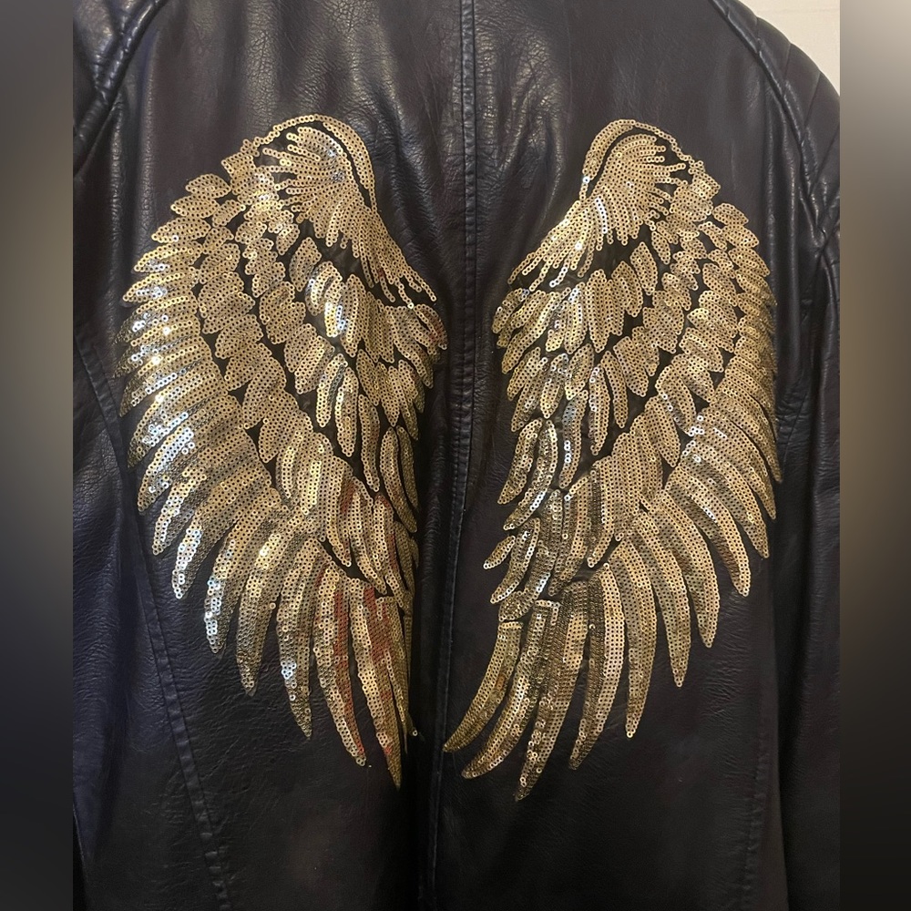 Dark blue, looks almost black ZARA men size L , leather jacket